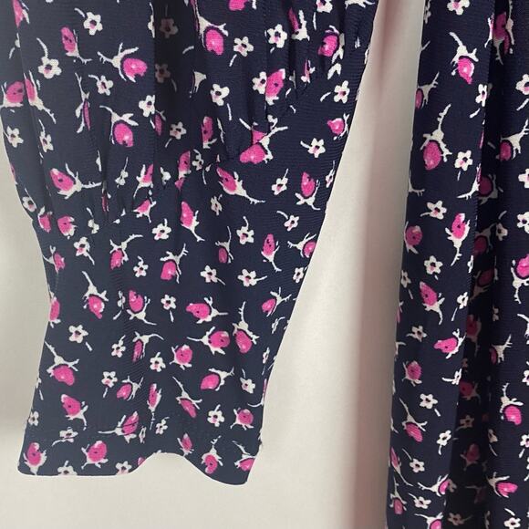 Lauren Ralph Lauren Faux Wrap Dress Sydnie Blue Pink Floral KnitJersey Size 8 - Picture 7 of 11